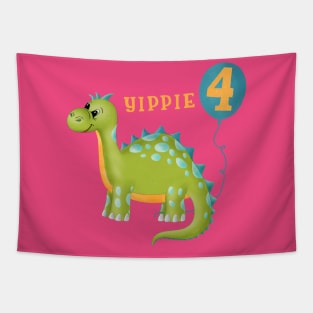 Dinosaur Fourth Birthday Tapestry