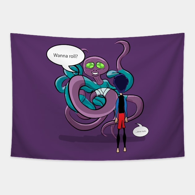 wanna roll? ... aww nuts Tapestry by huwagpobjj