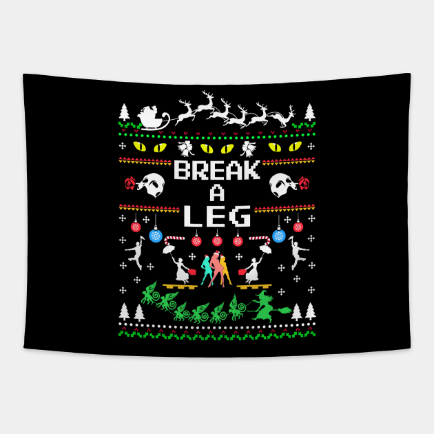 Break a Leg Christmas Theatre Tapestry by KsuAnn