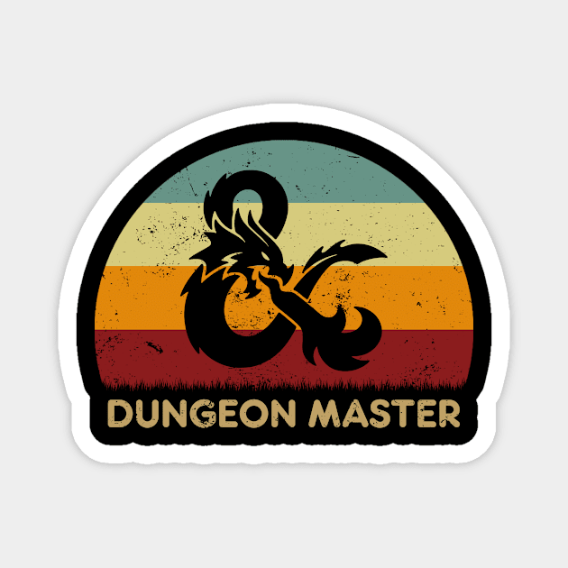 Retro Sunset - Dungeons And Dragons Dragon Magnet by GoodIdeaTees