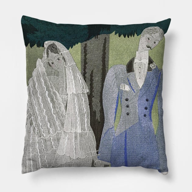 Le marriage melancolique vintage fashion illustration Pillow by thecolddots