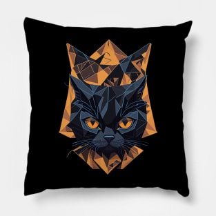 Geometric Halloween Black Cat Pillow