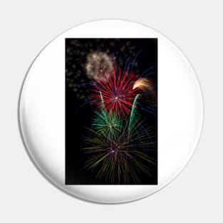 Fireworks Bursting Colors In The Night Pin