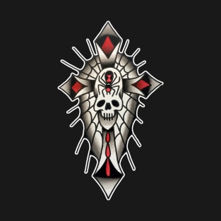 Gothic Skull Cross tattoo design T-Shirt