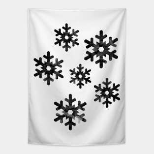 Watercolor Snowflakes (Black) Tapestry