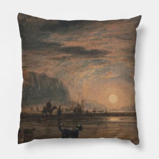 Beach Scene - Sunrise by David Cox Pillow