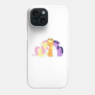 Fluttershy and Twilight nuzzling Applejack Phone Case