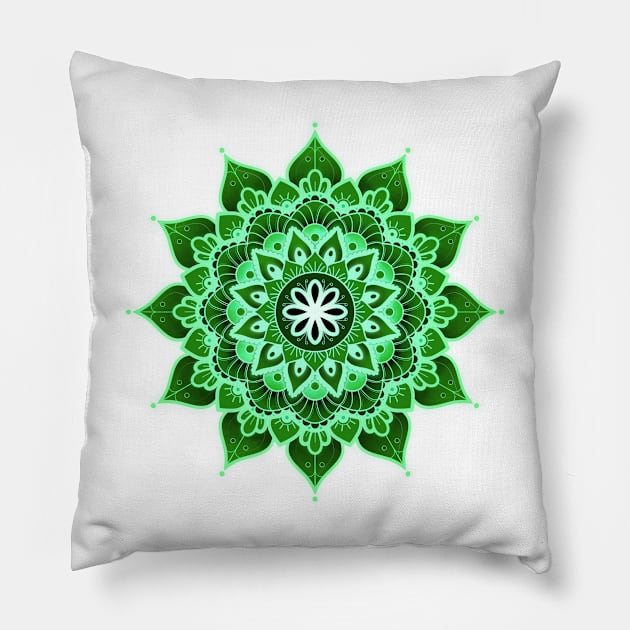 Heart Chakra Mandala (series) Pillow by AudreyJanvier