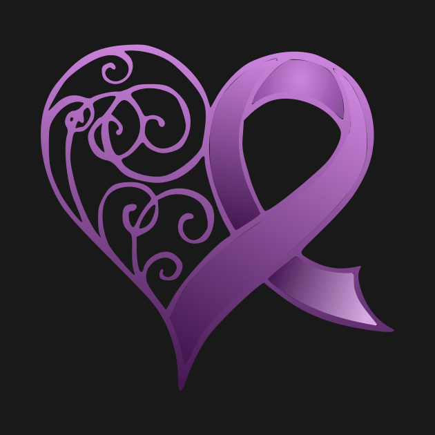Purple Ribbon with Heart by AlondraHanley