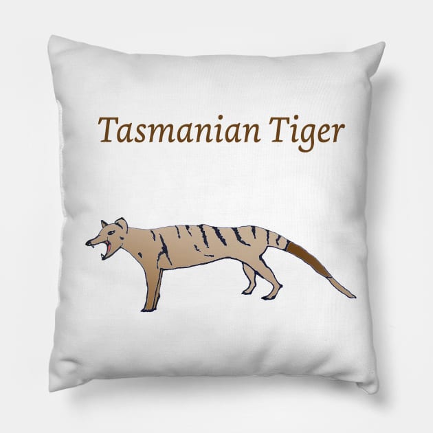 Tiger of Tasmania Thylacine Australian wildlife Tassie Trip Pillow by Artstastic