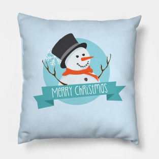 Merry Christmas Snowman Pillow