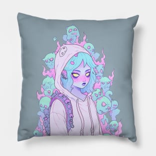 Pastel Goth Hunted Witchy Girl Pillow