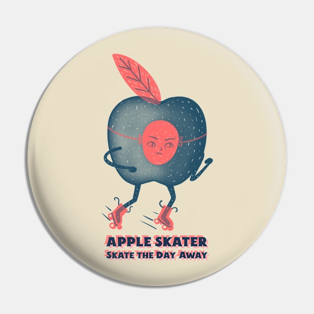 Apple Skater Skate the  Day Away Rollerblading Pin by VOIX Designs