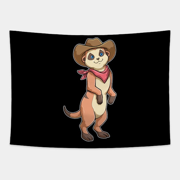 Meerkat as Cowboy with Scarf Tapestry by Markus Schnabel