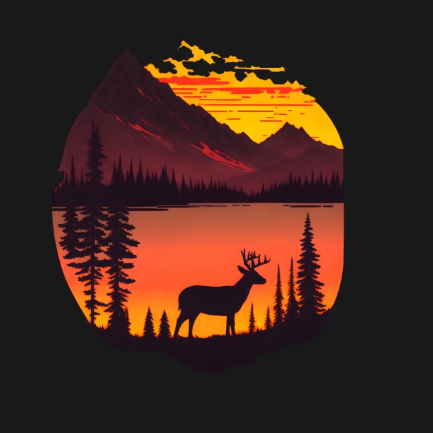 Buck Deer - Mountain Sunset by SergioCoelho_Arts