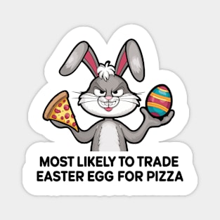 Pizza-Loving Bunny Easter Egg Trade-Off Design Magnet