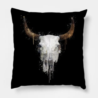 Dramabite Watercolor skull animal nature wildlife Pillow