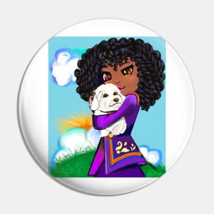 Girl with Afro hair cuddles puppy dog, Cavapoo puppy dog, cute Cavoodle, Cavapoo, Cavalier King Charles Spaniel Pin