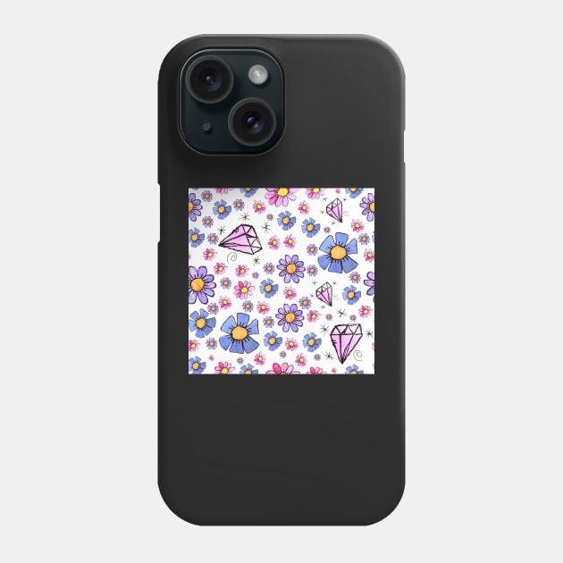 flowers and diamonds Phone Case by SimoneMonschein