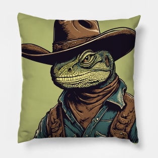 Iguana Cowboy Pillow