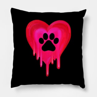 Pawprint Melting in Heart Pillow