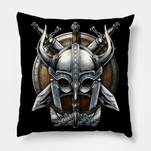 Nordic Warrior Viking Helmet and Swords Pillow