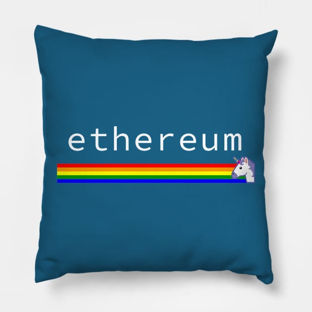 Ethereum Unicorn - Rainbow Pillow by mangobanana