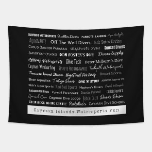 Cayman Islands Watersports Fun white text Tapestry