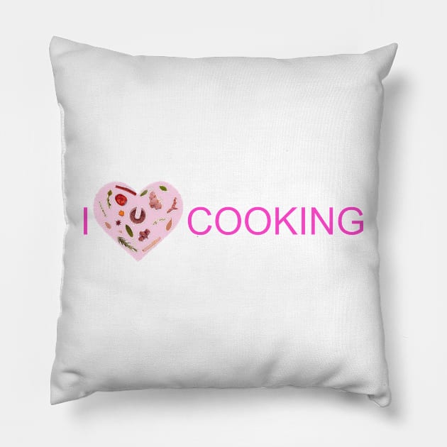 I Love Cooking Pillow by Artstastic