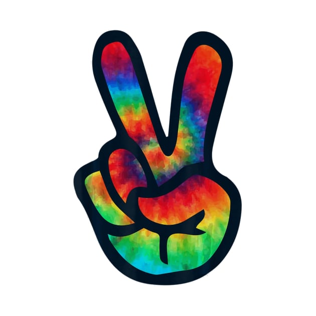 PEACE SIGN Hand Tie Dye T Shirt Hippies Christmas by williamarmin