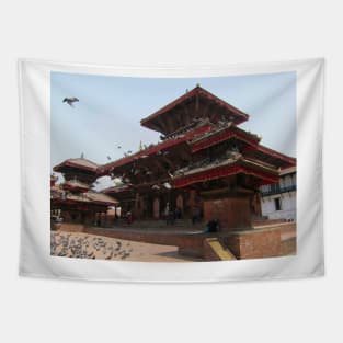 Kathmandu Temple Pigeons Tapestry