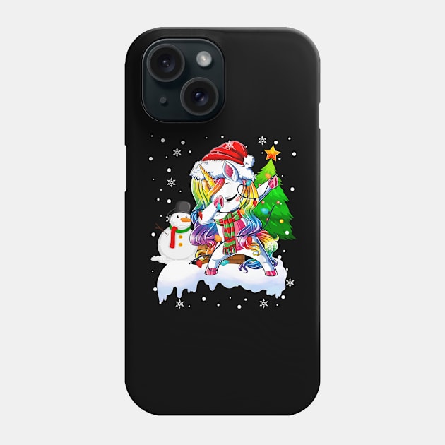 Dab Dance Unicorn Funny Christmas Lights Dabbing Unicorn Snowman Xmas Phone Case by springins