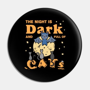 Halloween Cute bat, the moon and cats illustration with a quote. Pin