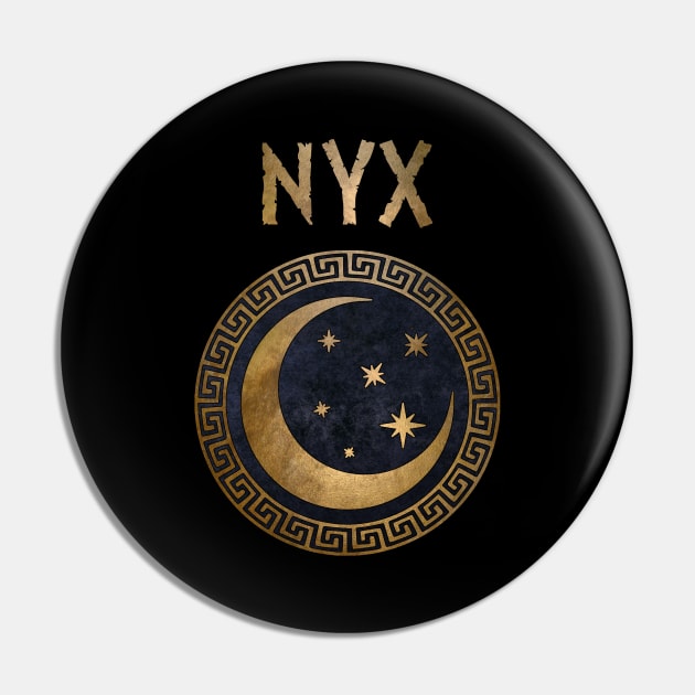 Nyx Greek Goddess of Night Ancient Symbol Pin by AgemaApparel