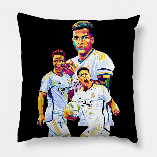 Real Madrid Trio WPAP Pillow by Kuli art