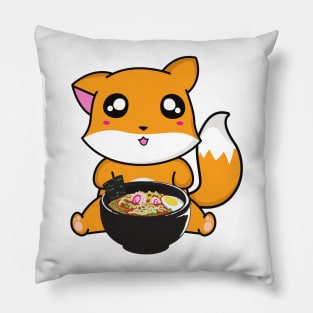 Wholesome Fox Eating Ramen Pillow