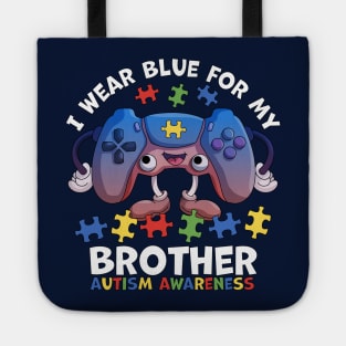 I Wear Blue For My Brother Autism Awareness Gaming Controller Tote