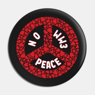 PRAYING FOR PEACE RED HEART PEACE SYMBOL DESIGN Pin