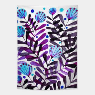 Flowers and foliage - purple and blue Tapestry