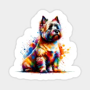 Vibrant Abstract Splash Cairn Terrier Sitting Art Magnet