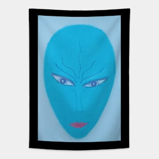 Aqua Unique Portrait Art Tapestry