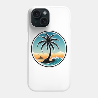 Island, palm trees, sand, surf and beach Phone Case