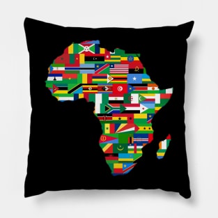 Map of Africa Continent with Flags Pillow