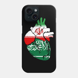 Iran and Saudi Arabia flag heart Phone Case