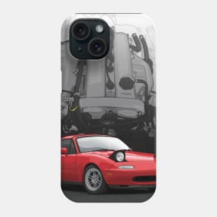 Mx5 / Miata NA with engine background Phone Case