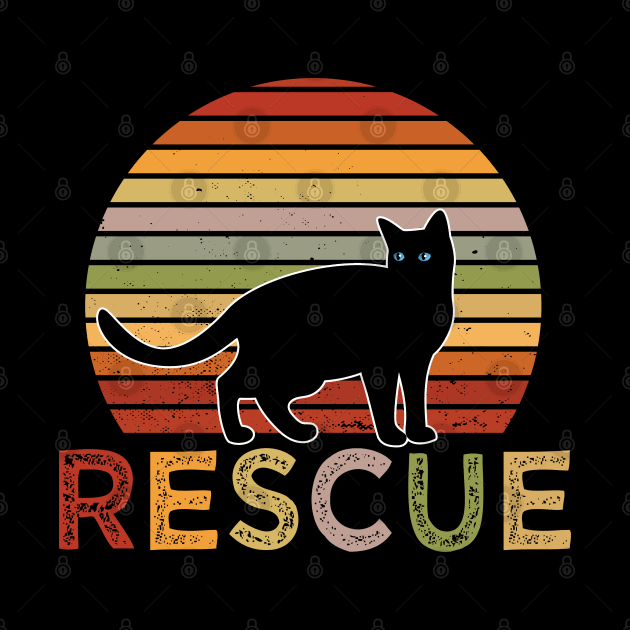 Vintage Retro Sunset Cat Rescue Adoption by TeddyTees