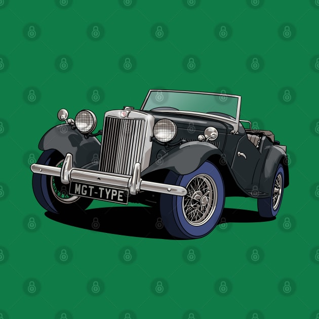 MG TC T-Type classic car in black by Webazoot