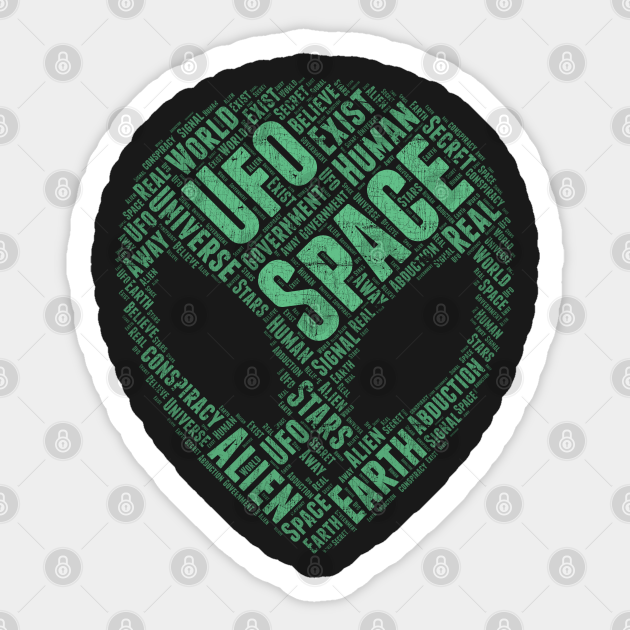 Space UFO Distressed Alien Face Funny Science Abduction product - Retro Sunset - Sticker | TeePublic Space UFO Distressed Alien Face Funny Science Abduction product - Retro Sunset - Sticker | TeePublic