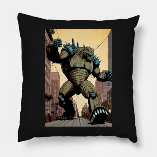 Monster giant robot attacking the city Pillow