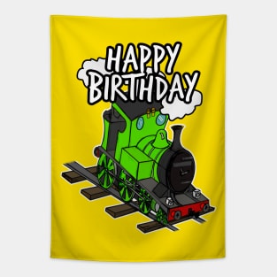 Birthday Train Steam Locomotive Railway Model Railroad (Green) Tapestry